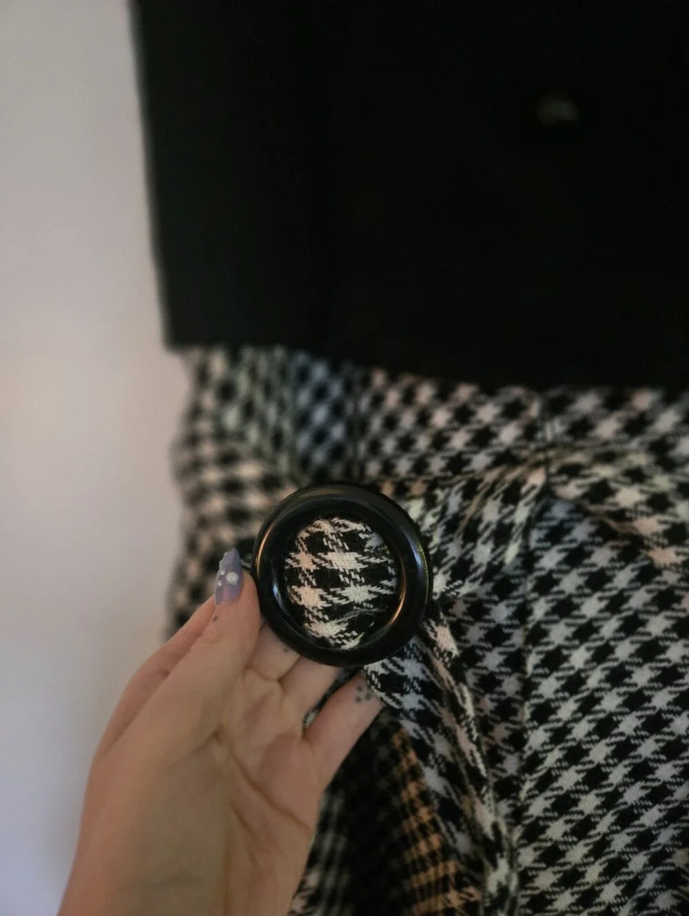 Vintage 1960s Drop Waist Tweed Houndstooth Collar Dress - Picture 2 of 10